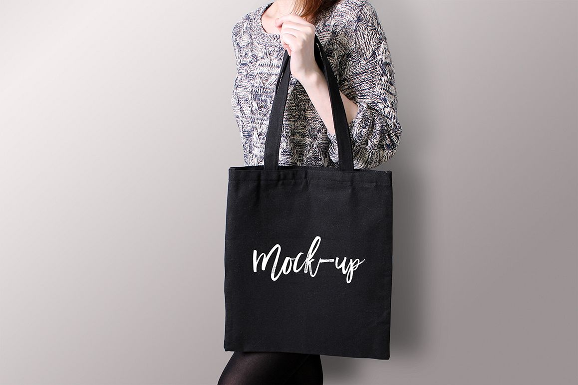 Download Black Tote Bag Mockup by MaddyZ Art & P | Design Bundles