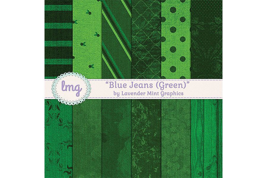 Green Blue Jean Digital Papers example image