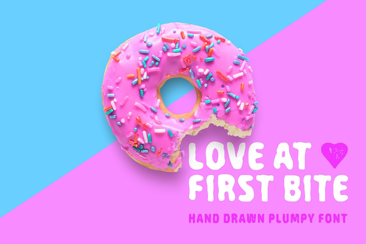 Love At First Bite - handcrafted sans serif font example image