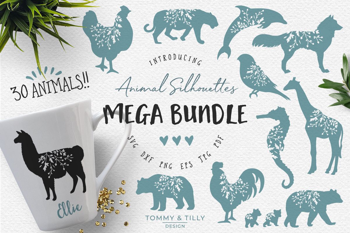 Animal Silhouettes Mega Bundle - SVG DXF PNG EPS JPG PDF Cut example image