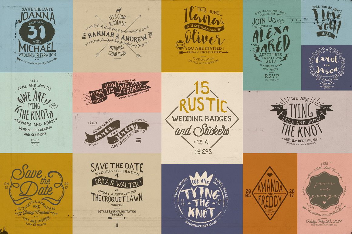 Rustic Wedding Badges & Sticker example image