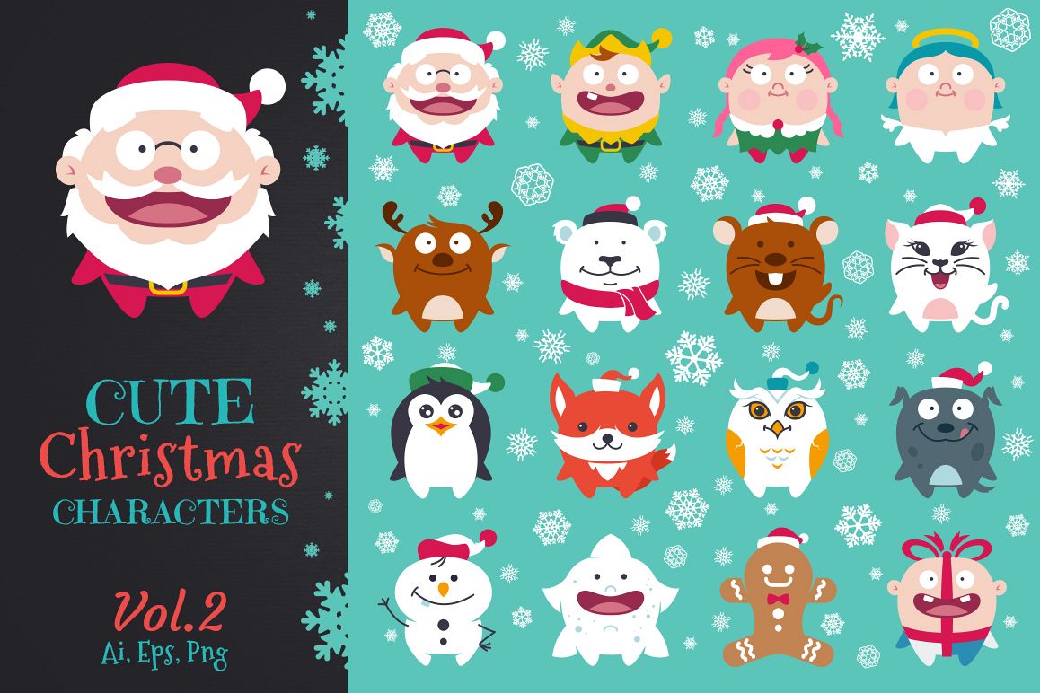 Cute Flat Christmas Characters Vol.2 example image