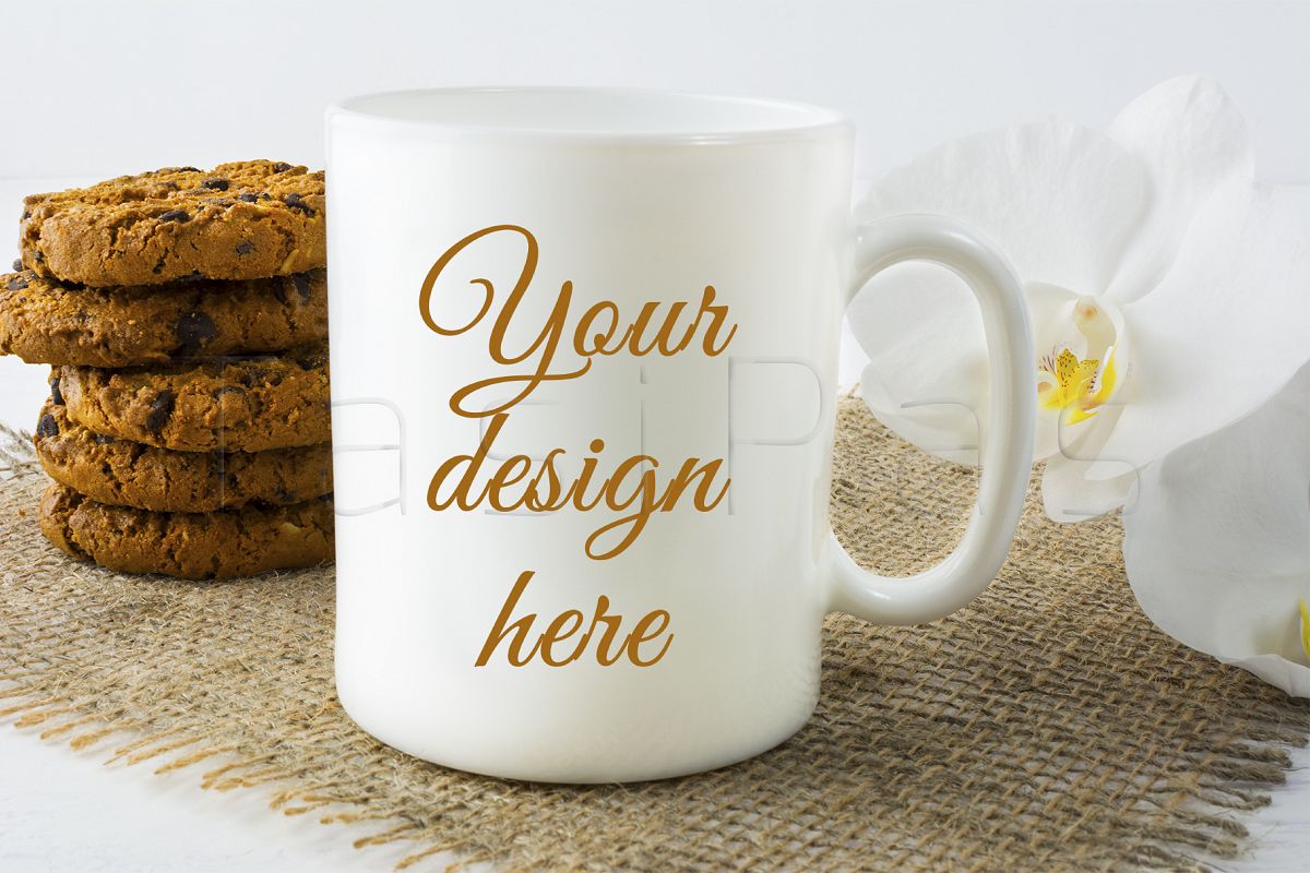 Coffee mug mockup with cookies example image