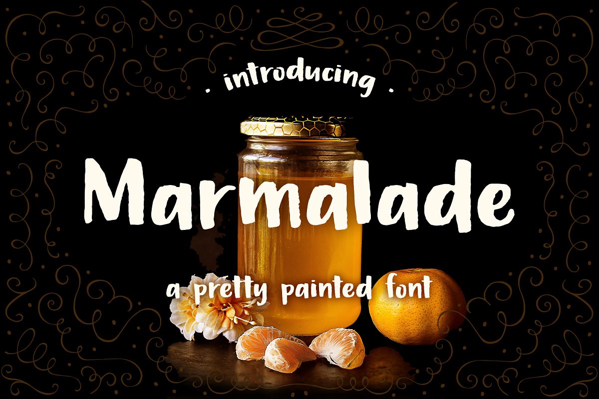 Marmalade, a hand painted font example image