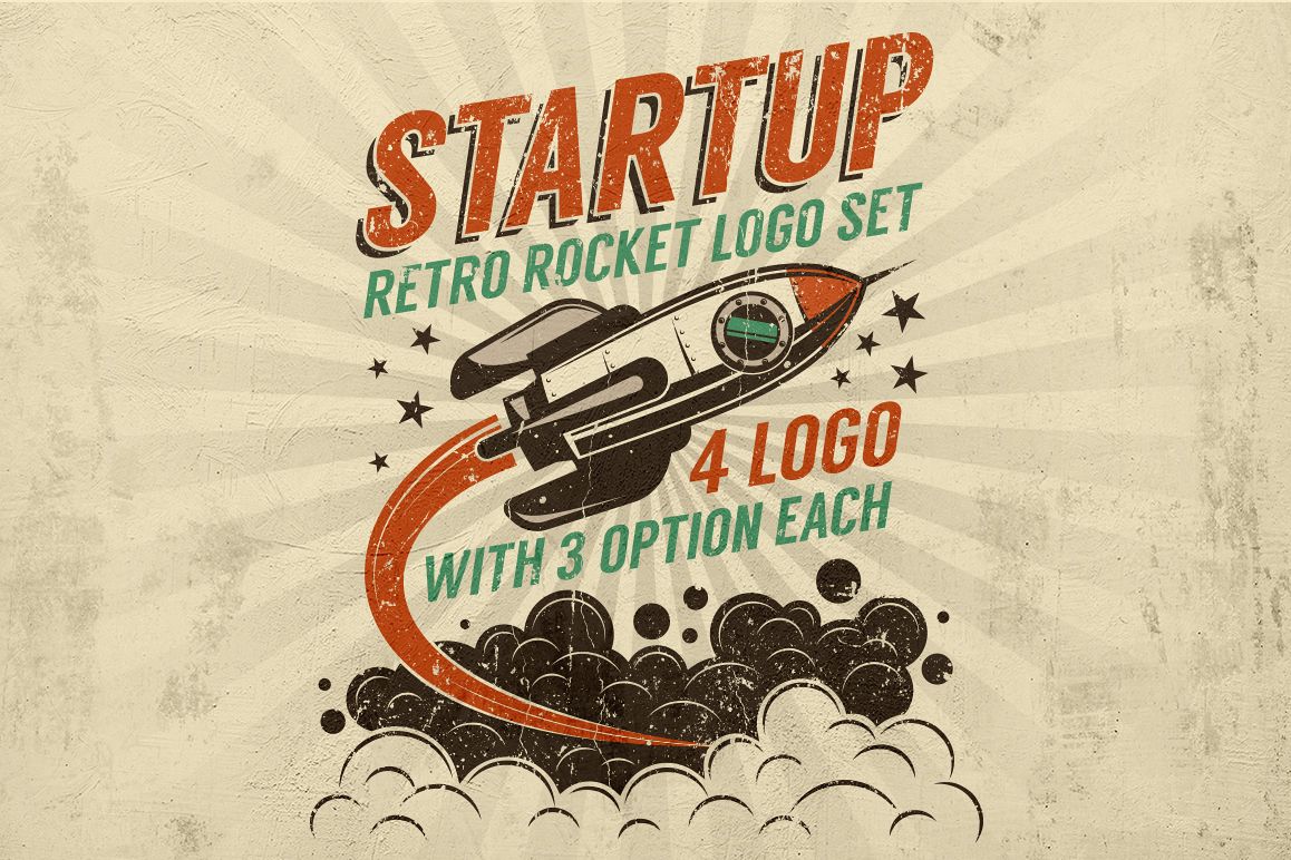 Startup Rocket Retro Logo example image
