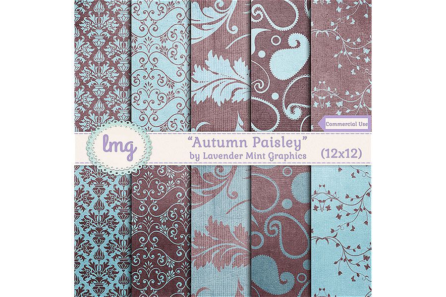Autumn Paisley Digital Paper example image