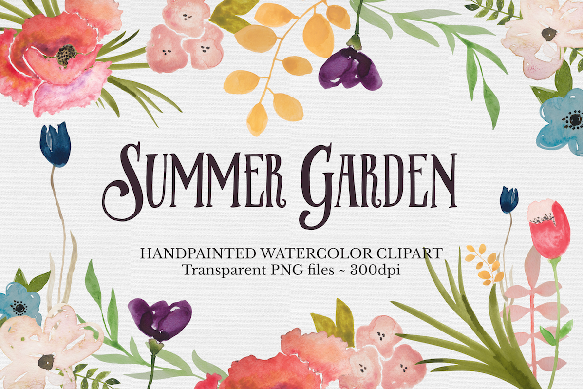 Watercolor Flower Clipart Set example image