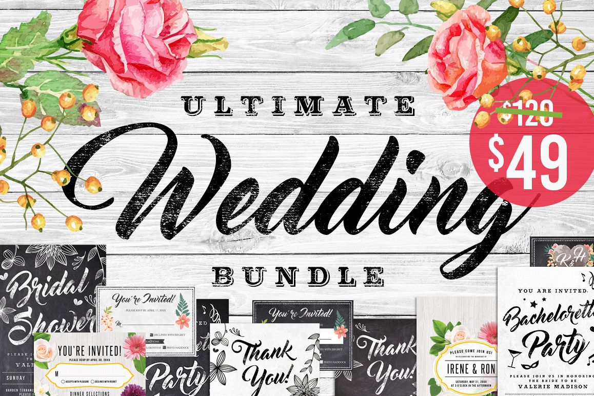 Massive Wedding Invite Bundle Flyer Save the Date Bridal Shower Party 60% Off example image