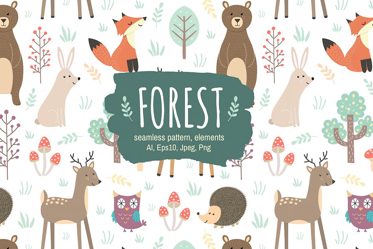 Forest: seamless pattern & elements example image