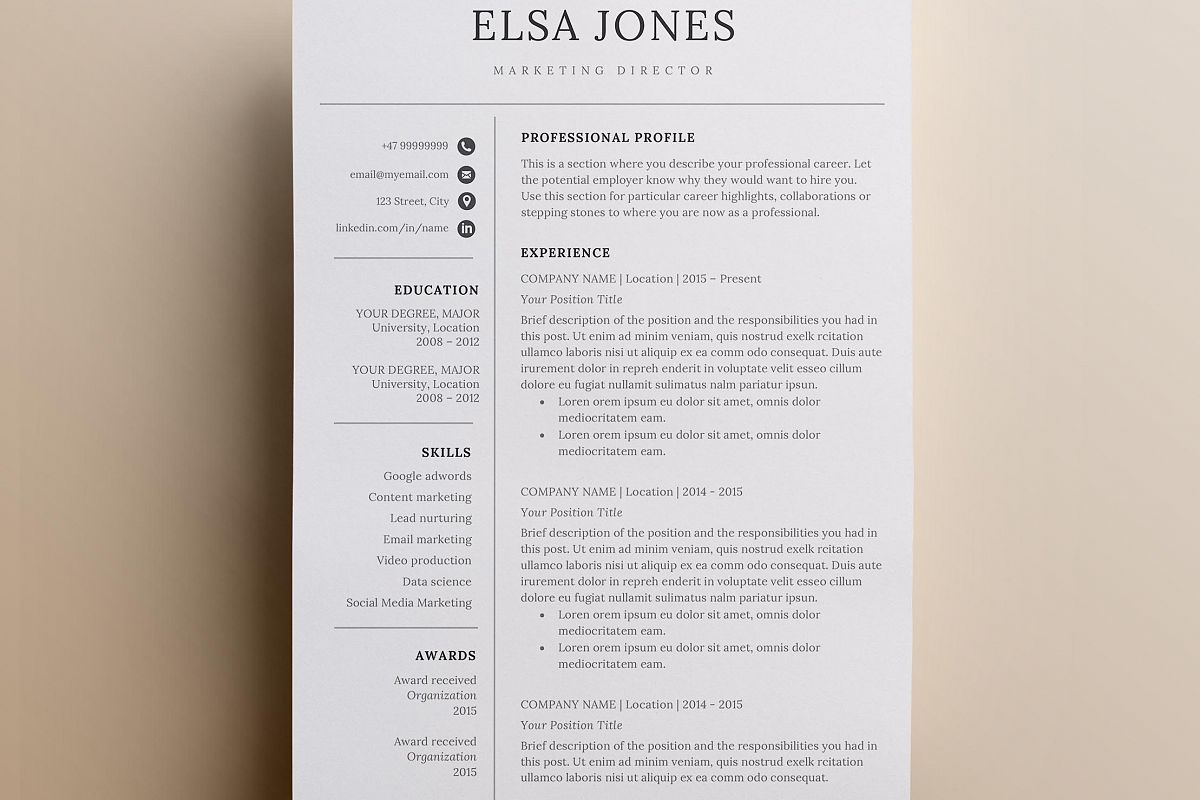 minimalistic resume template