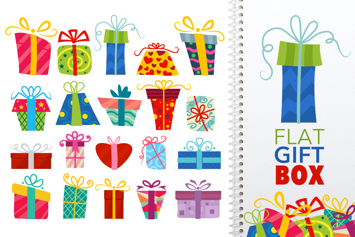 Flat Gift Box Set - Vector example image