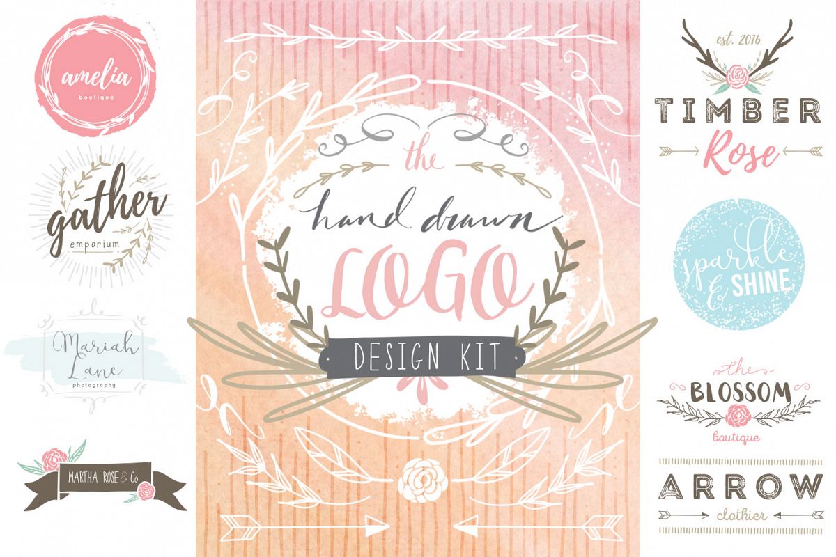 Hand Drawn Logo Design Kit example image