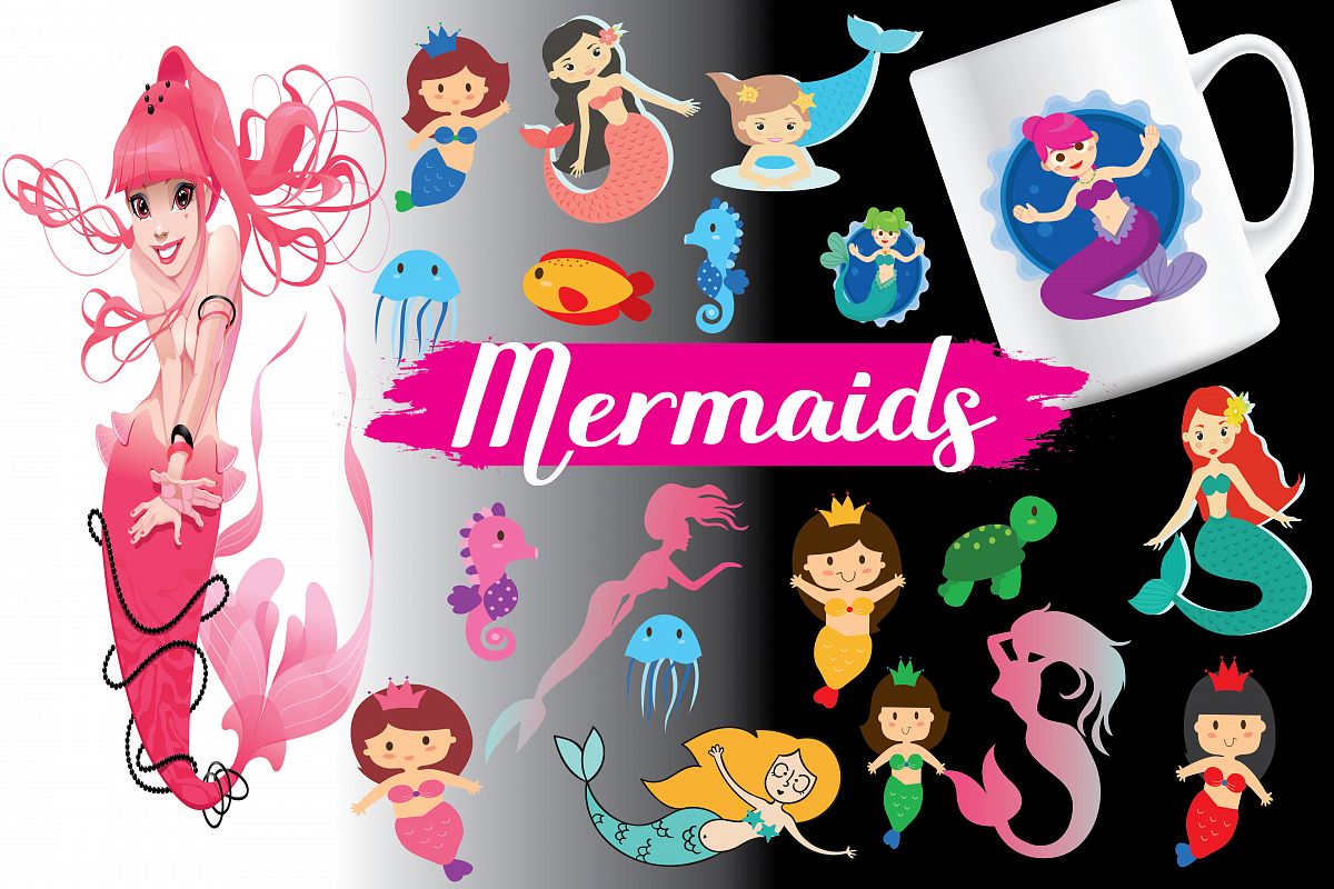 Mermaids,Mermaidselements,Mermaidsvector,Mermaids patterns,Mermaidsbundles,Mermaids,sea mermaids,sea animals,sea example image