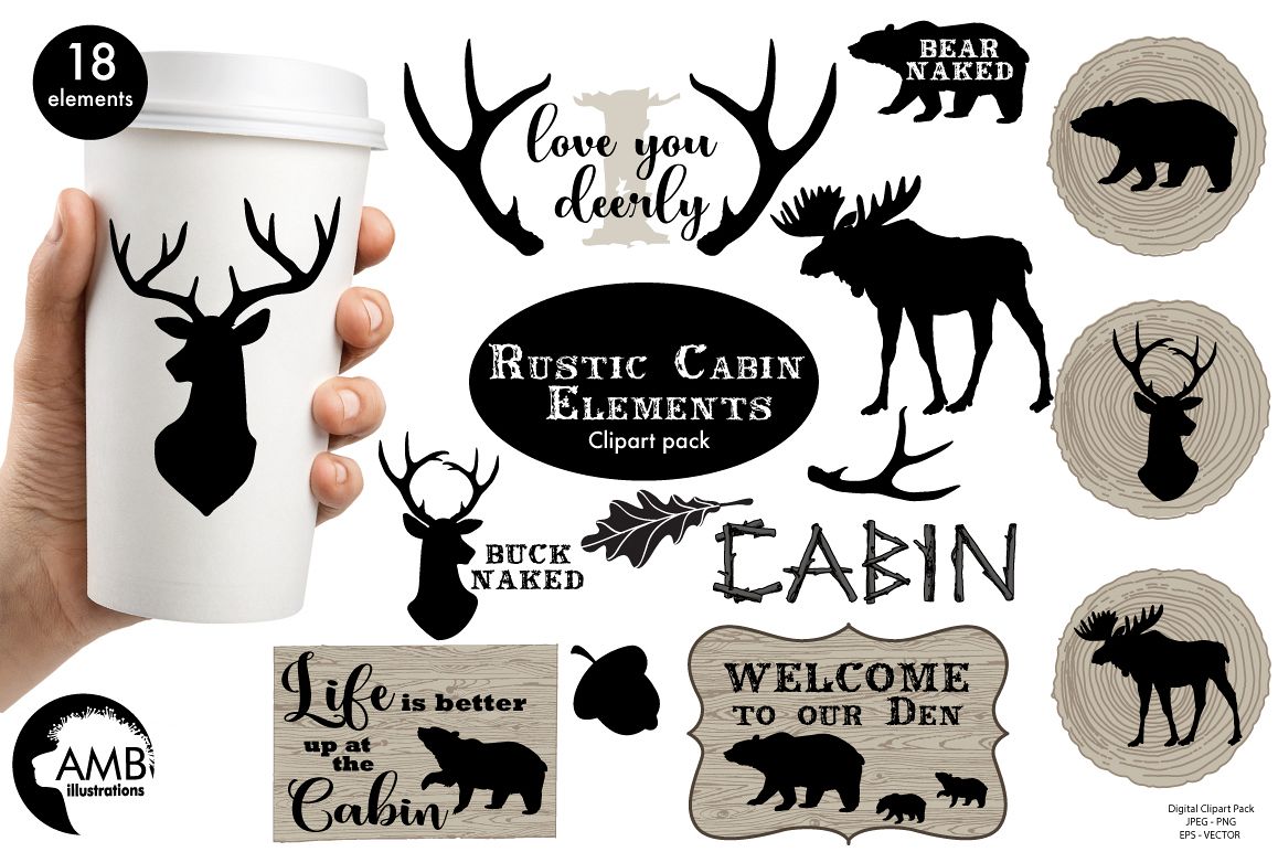 Rustic Cabin Elements,graphic, illustration, clipart AMB-1870 example image