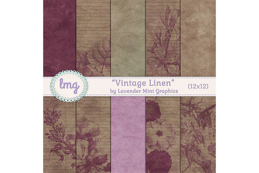 Vintage Linen Digital Papers example image