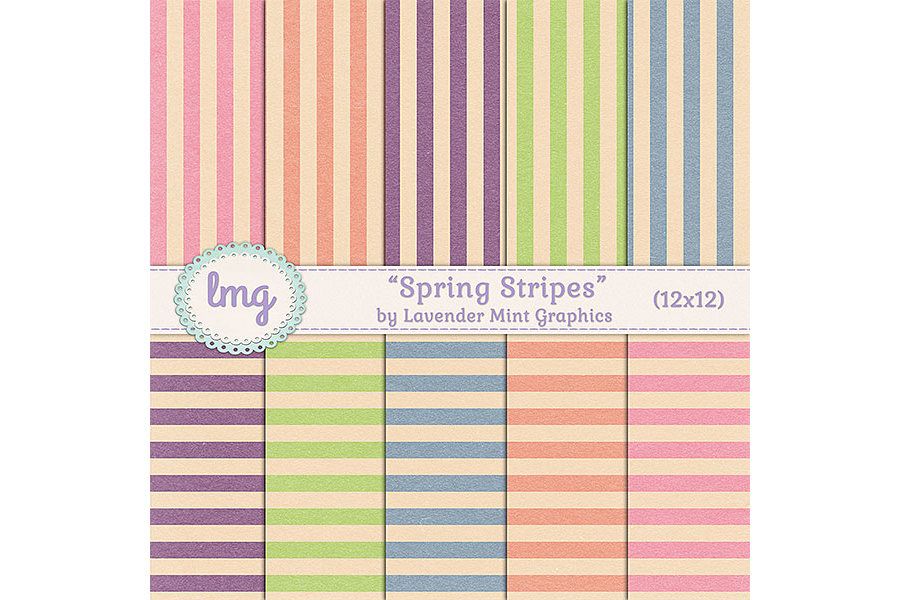 Spring Stripes Digital Scrapbook Paper example image