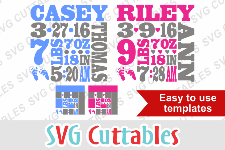 Baby Birth Announcement cut file example image