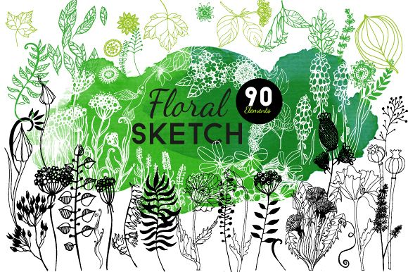 Floral sketch & watercolor example image