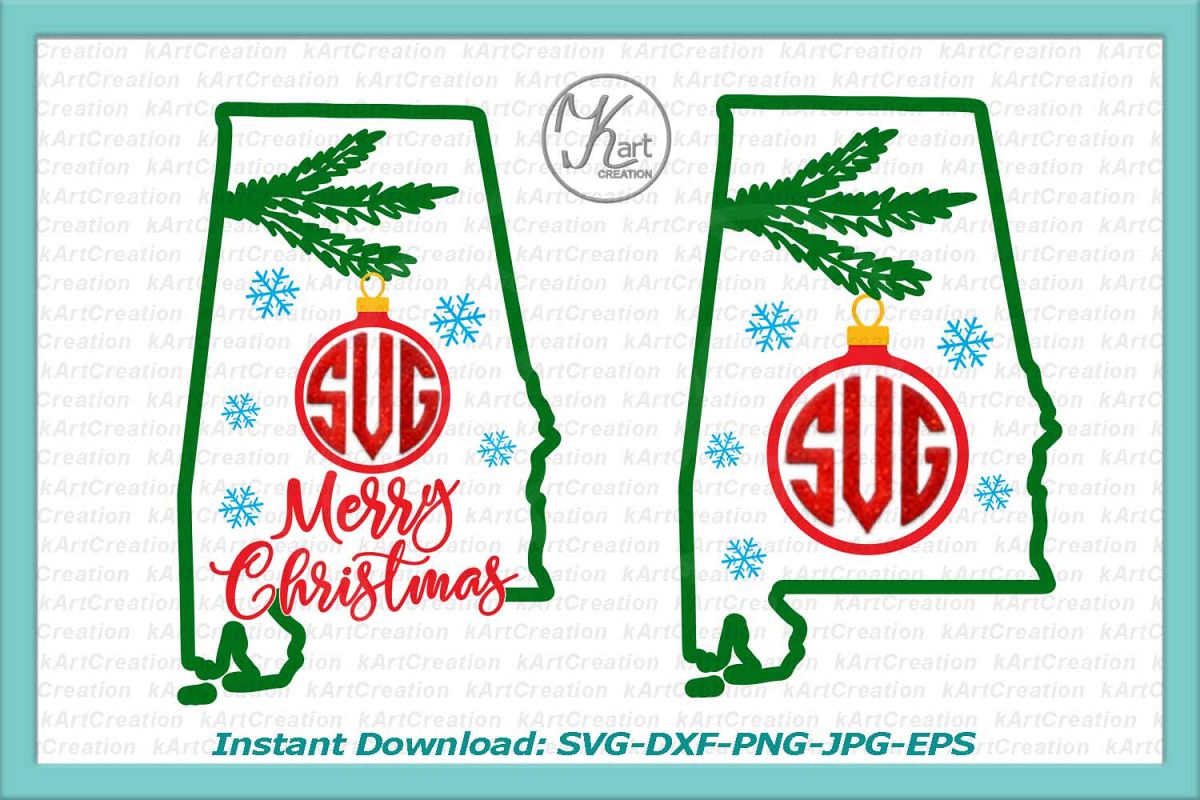 Alabama Christmas Monogram svg, Alabama Christmas svg, Alabama Monogram iron on, Alabama monogram svg, iron on printable, dxf, commercial example image