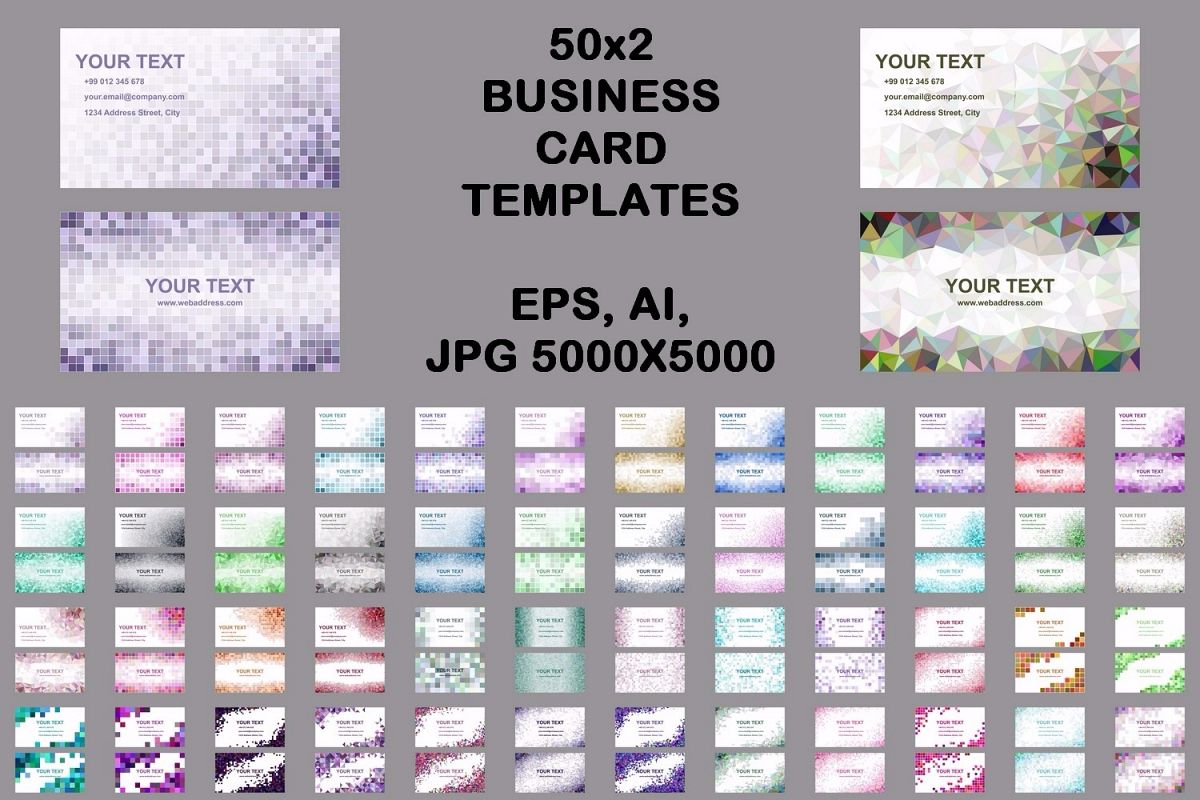 50x2 mosaic design business card templates (EPS, AI, JPG 5000x5000) example image