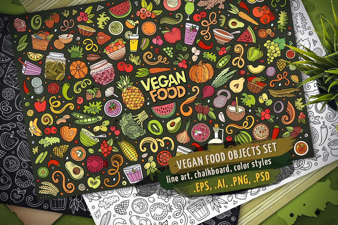 Vegan Food Objects & Elements Set example image