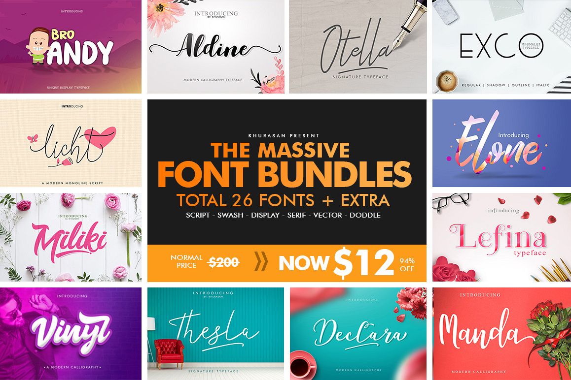 The Massive Font Bundles example image