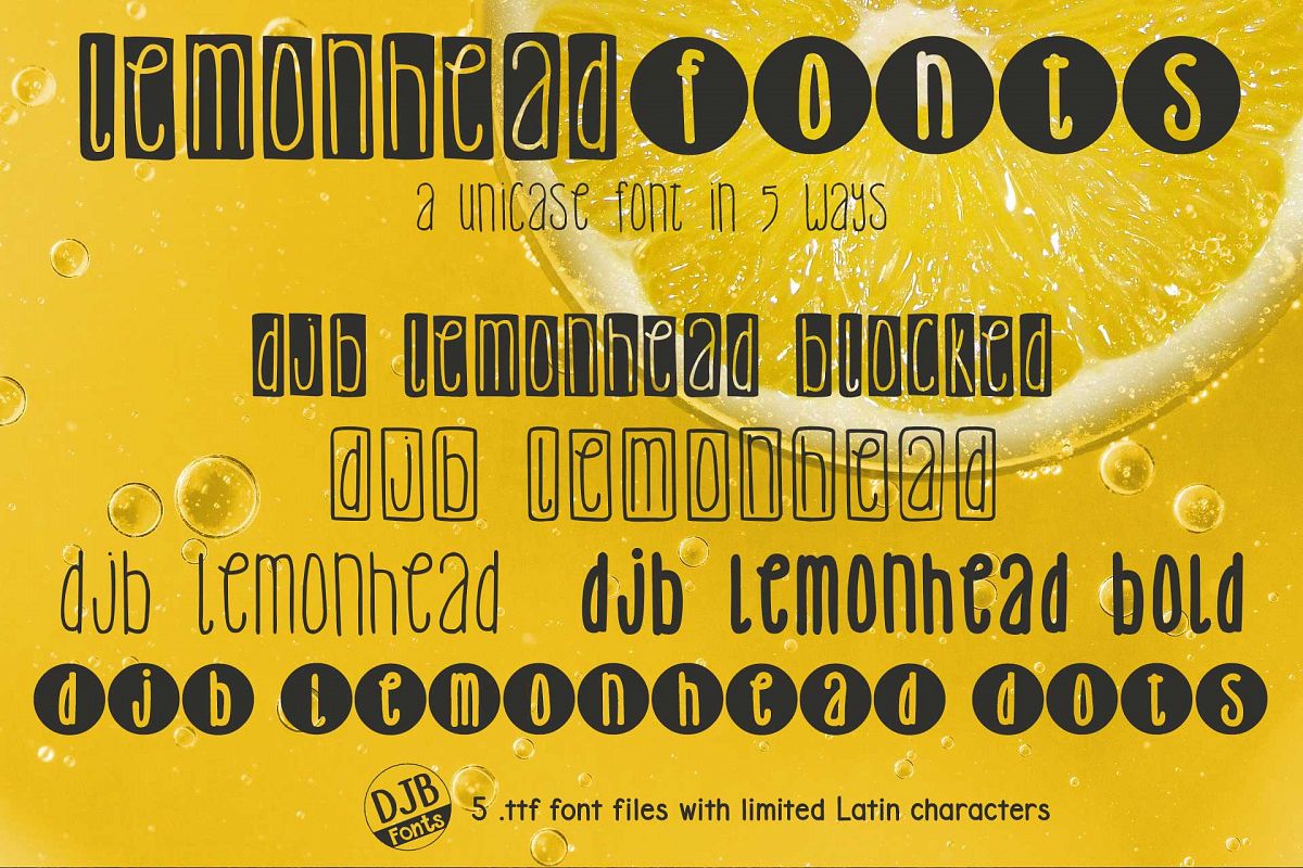 DJB Lemonhead Font Bundle example image