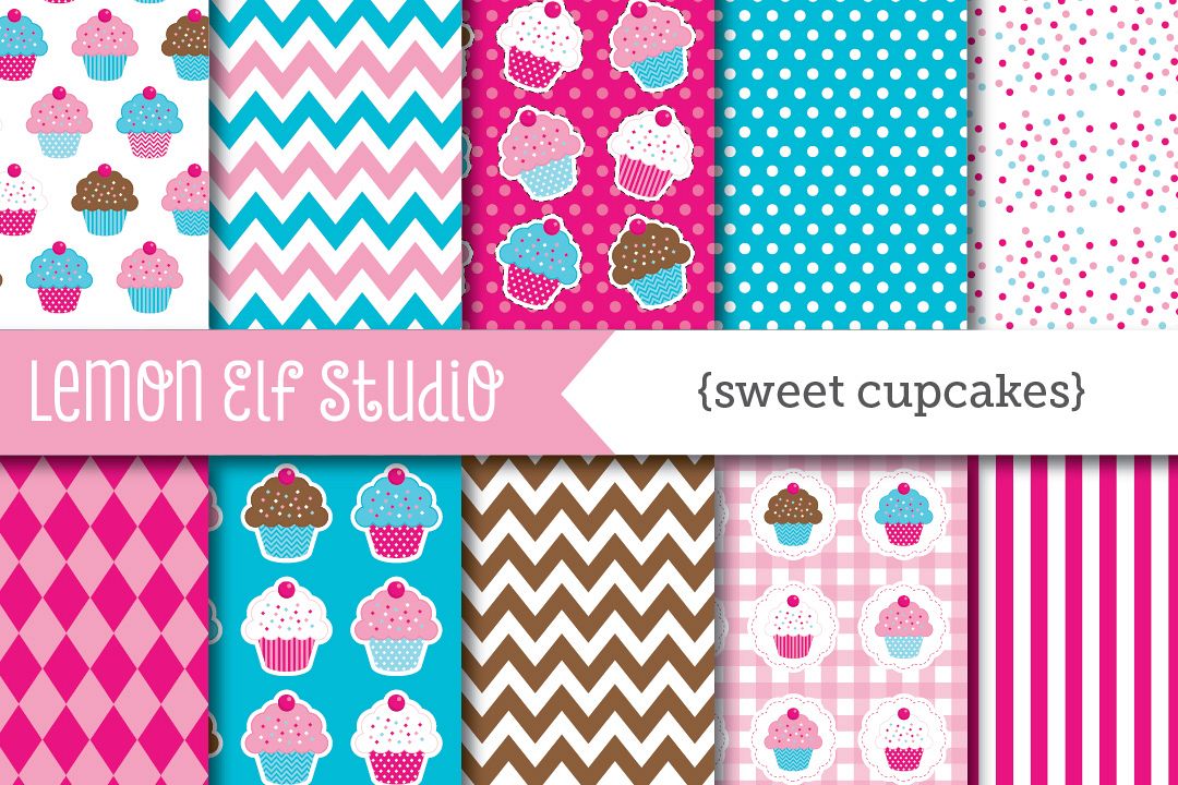 Sweet Cupcakes-Digital Paper (LES.DP04B) example image