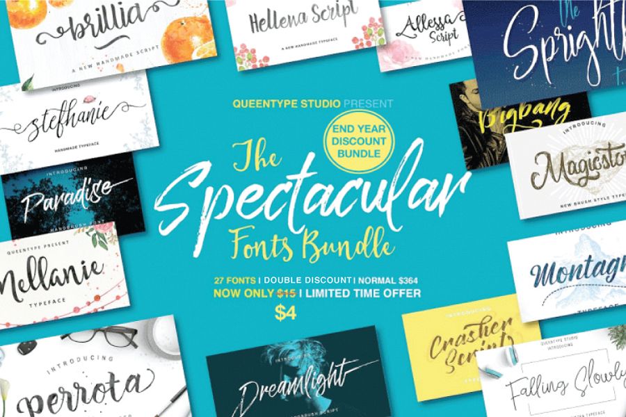 27 IN 1 FONT BUNDLE - 98% OFF (Double Discount) example image