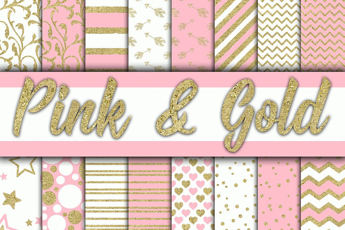 Pink and Gold Digital Paper example image