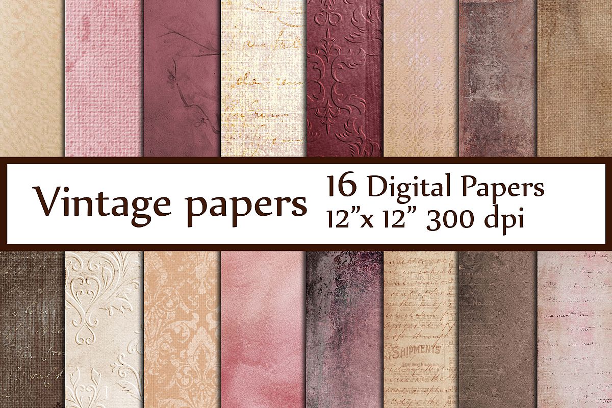 Shabby chic digital papers example image