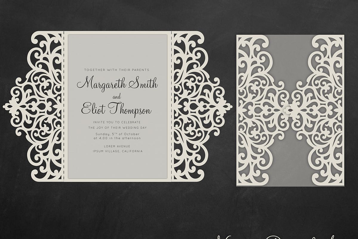 Download Gate fold wedding invitation , 5x7, Cri | Design Bundles