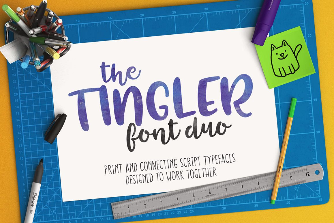 The Tingler font duo - print and script fonts that work together