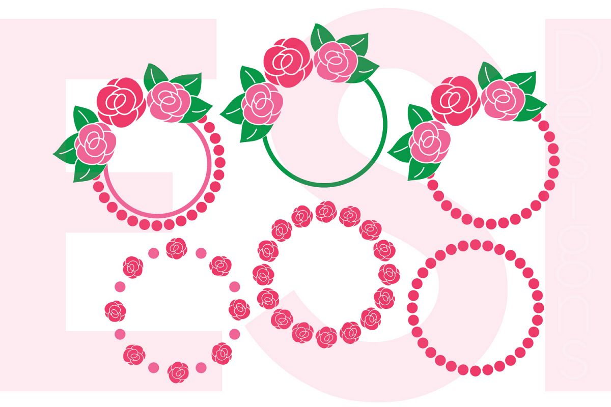 Download Rose Circle Monogram Frame Designs by E | Design Bundles