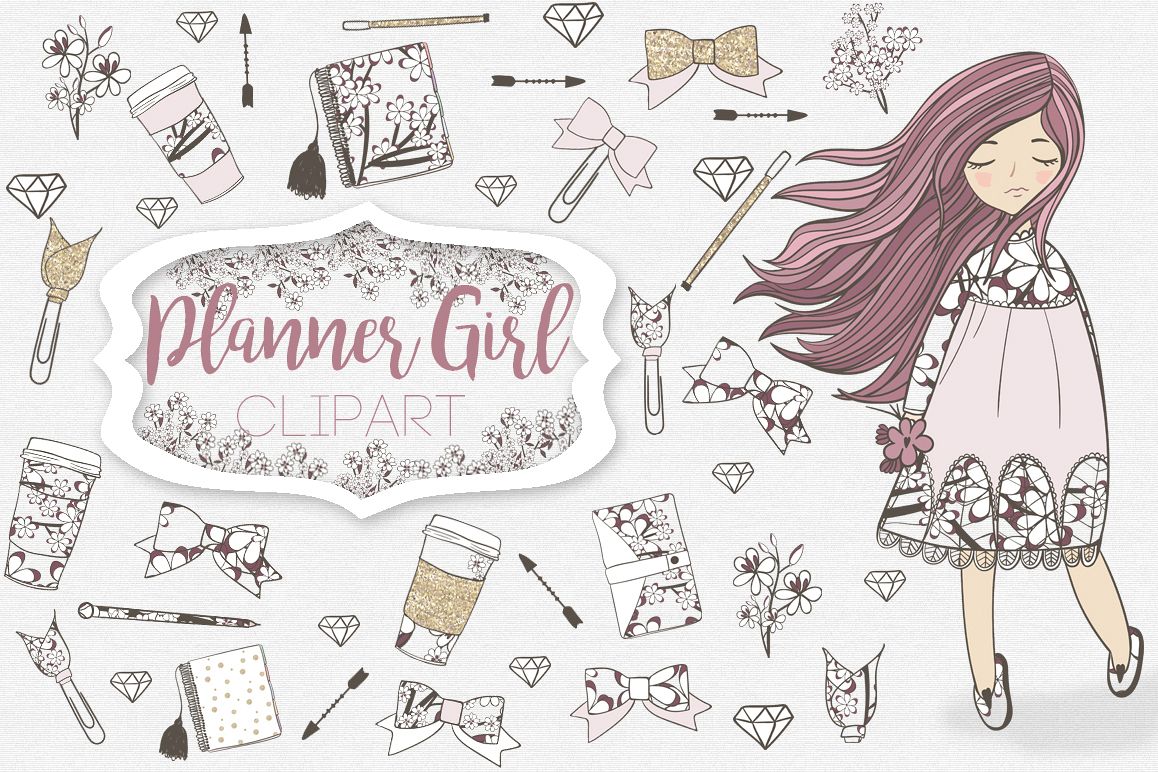 Planner Girl Clipart example image