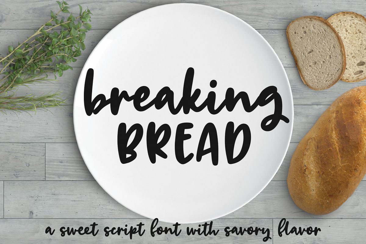 Breaking Bread: a chunky script font! example image