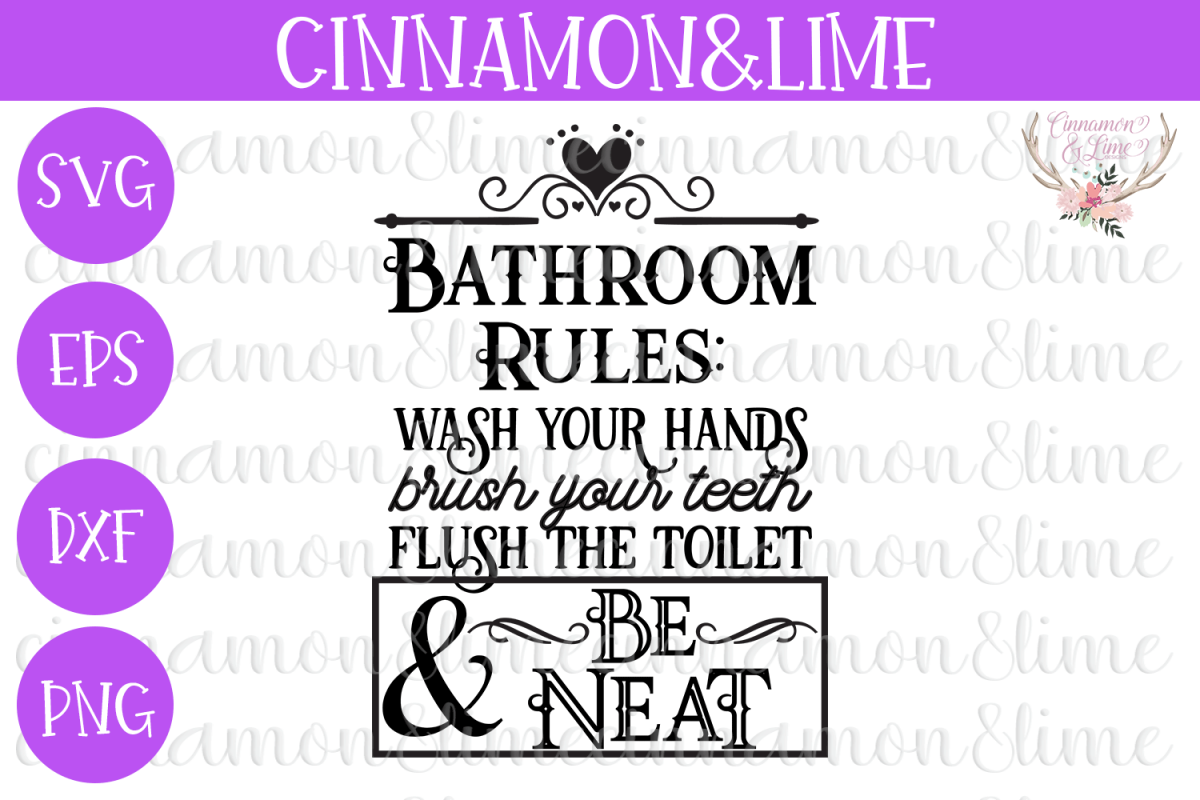 Bathroom Rules Sign SVG DXF PNG Cut File example image