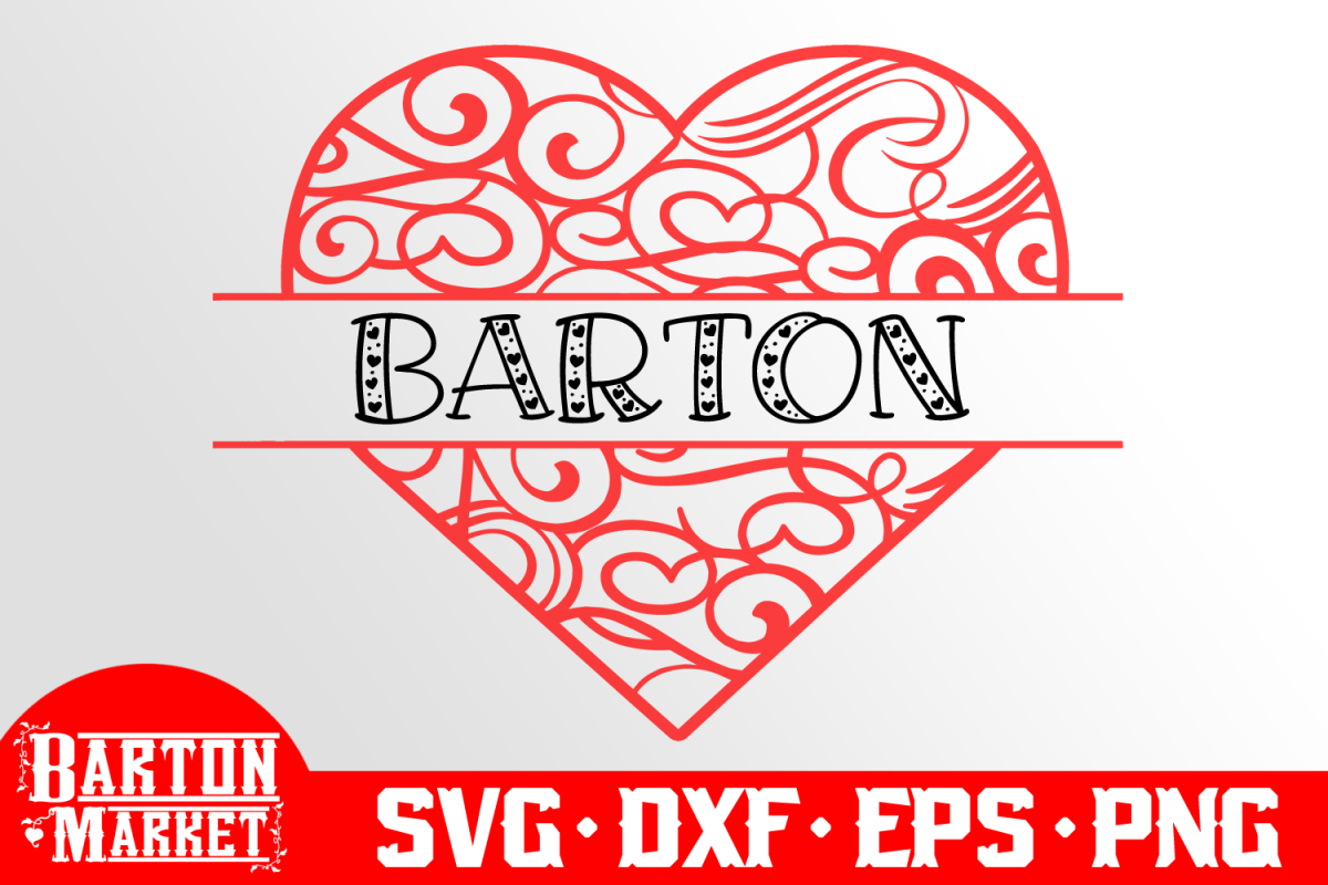 Heart Split Monogram SVG DXF EPS PNG example image