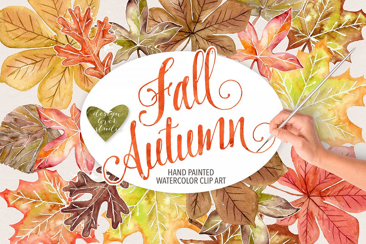 Watercolor Autumn Leaves Fall clip art example image