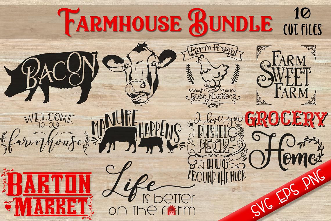 Farmhouse Bundle {10 Cut Files} SVG / EPS / PNG example image