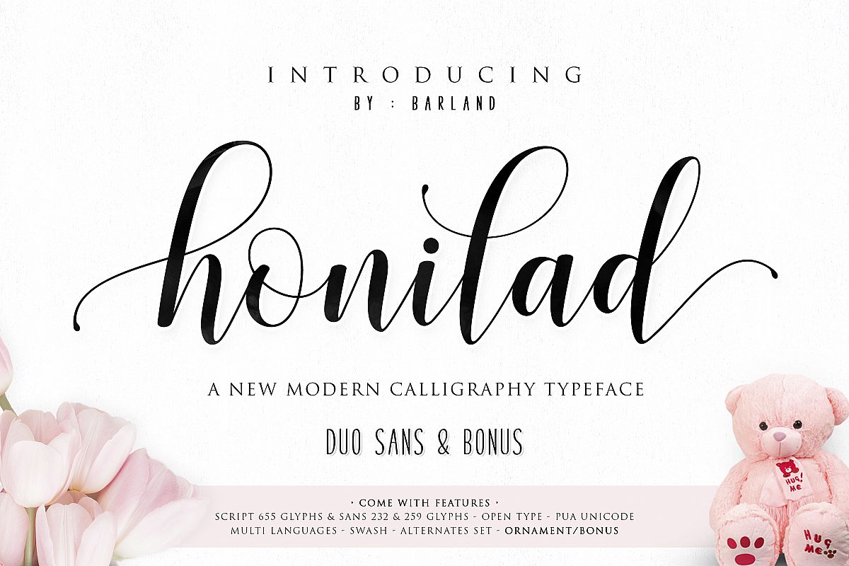 Honilad Script + Sans & Ornament example image