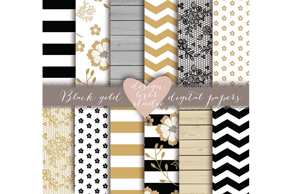Rustic stripes gold black digital paper example image