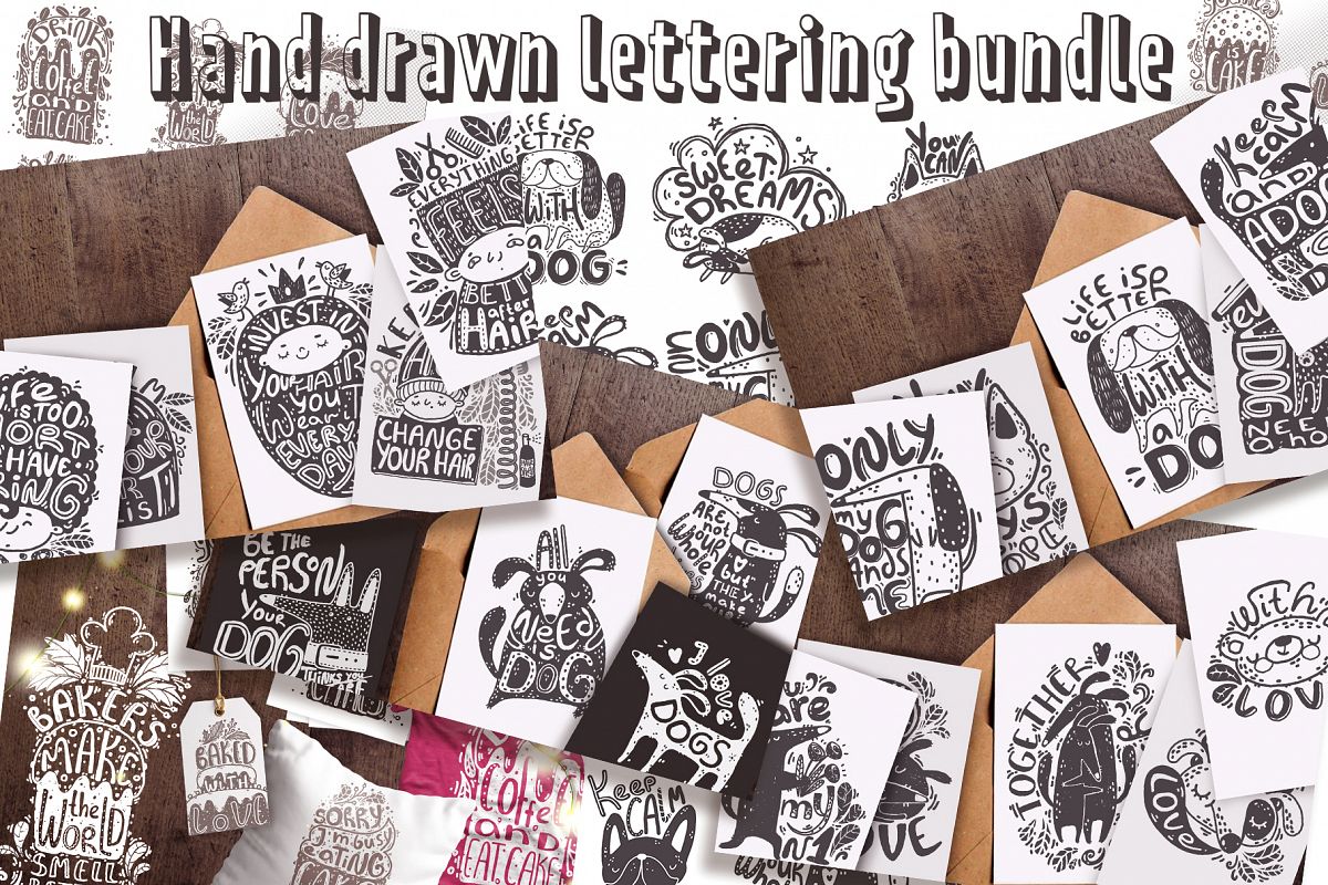 Hand drawn lettering bundle example image