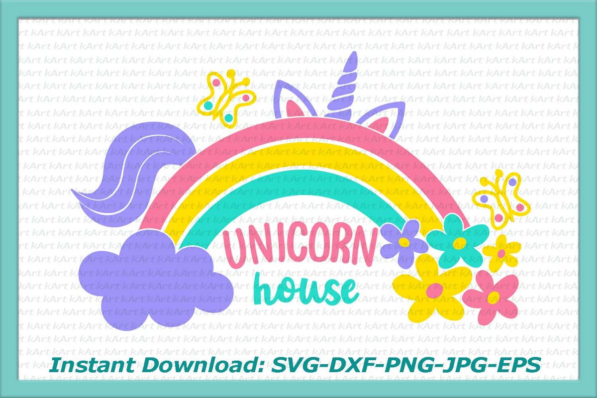 unicorn svg, rainbow svg, flowers svg, cloud svg, unicorn house svg, unicorn iron on, printable, unicorn with rainbow svg, unicorn, clipart example image