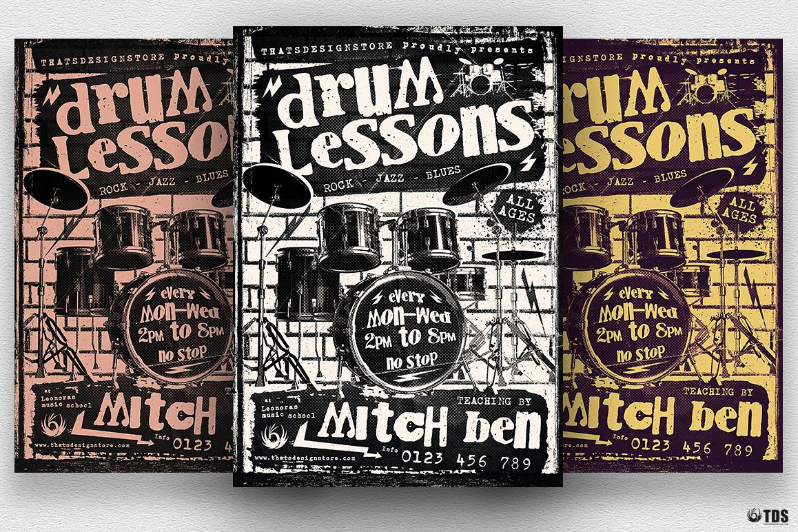 Drum Lessons Flyer Template V1 example image