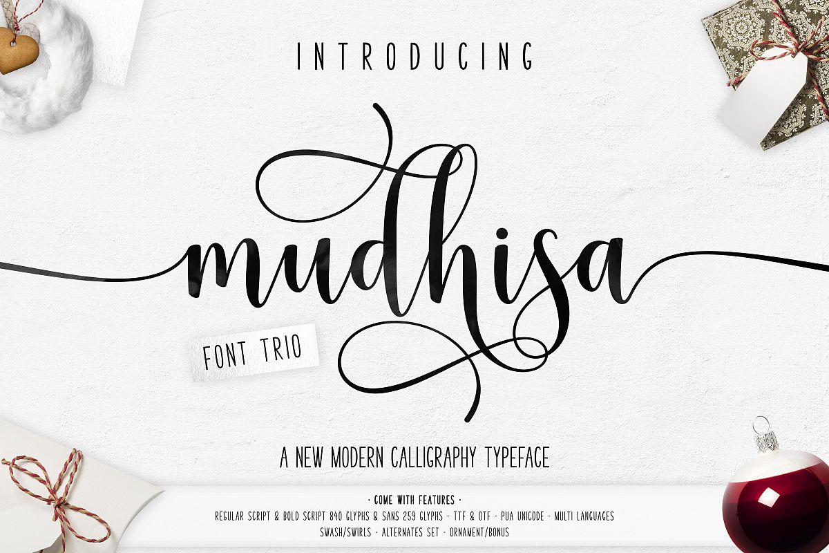 Mudhisa Script Font Trio example image