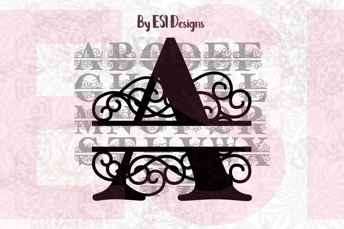 ES Swirl, Split Monogram Alphabet - A-Z example image