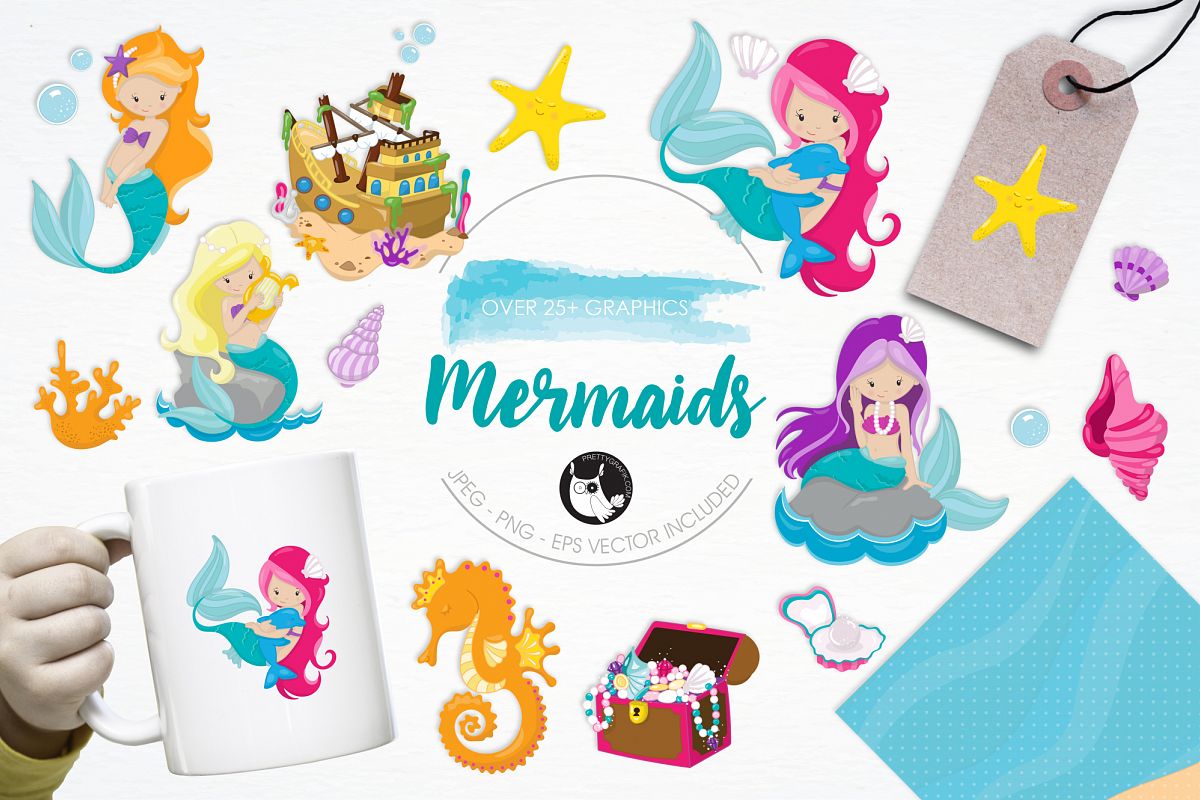 Mermaids graphics and illustrations example image