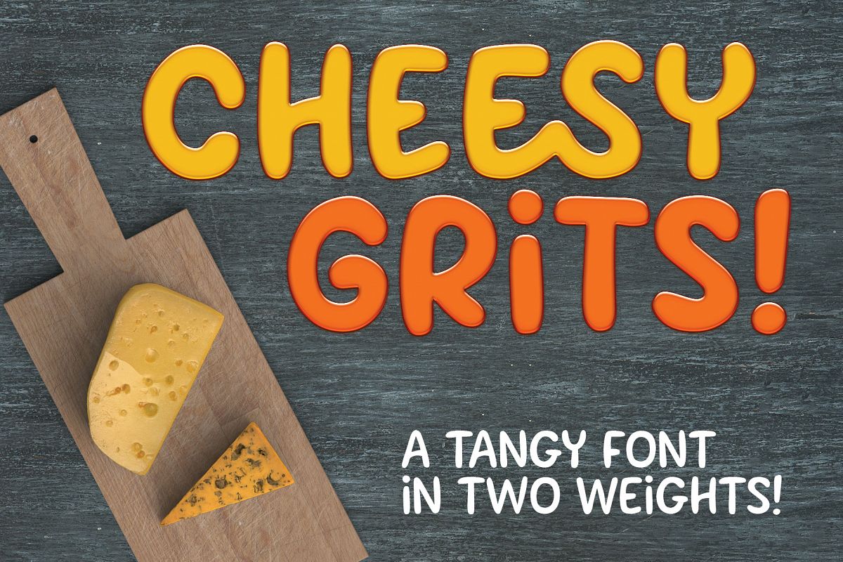 Cheesy Grits: a tangy font in 2 weights! example image