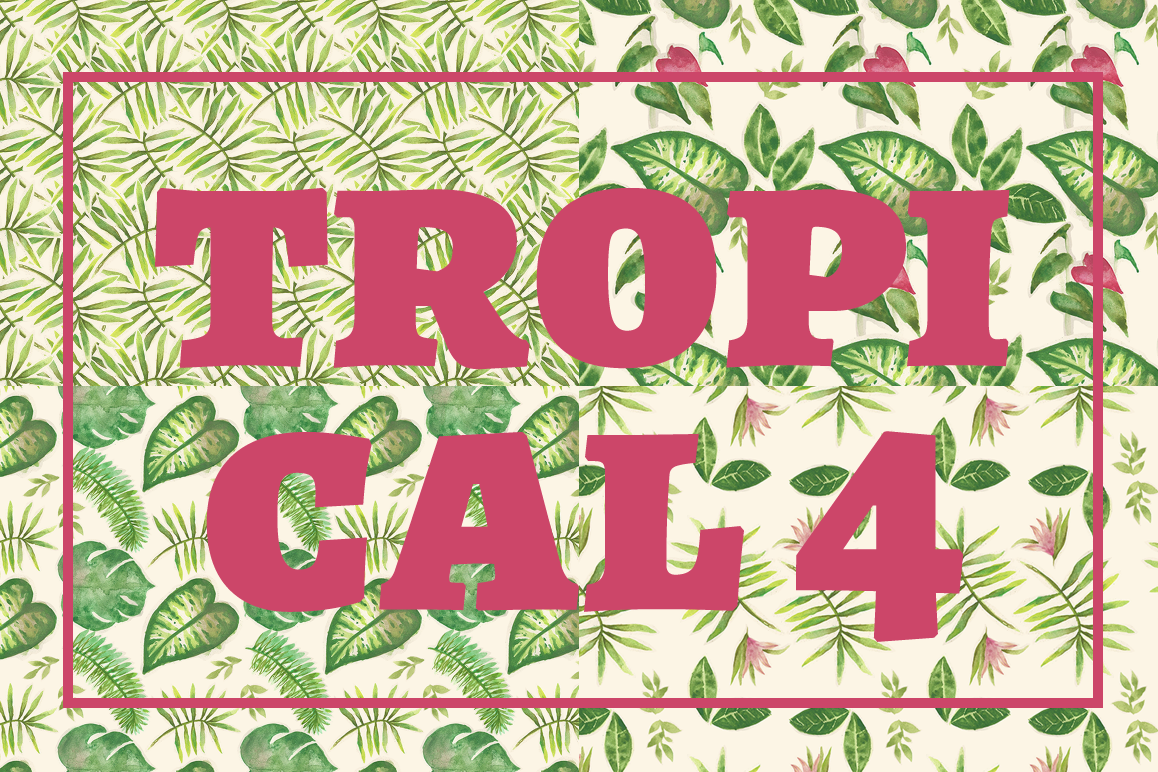 Watercolor Tropical Plants Patterns example image